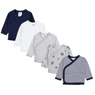 Abbildung von TupTam Baby Jungen Langarm Wickelshirt Baumwolle 5er Set, Farbe: Mehrfarbig 8, Größe: 62