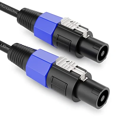 Abbildung von deleyCON 5m PA Lautsprecherkabel Studio Qualität aus reinem OFC Kupfer Kabel für Lautsprecher 2 Polig 2x 1,5mm² (AWG15) 7,2mm Metallverriegelung