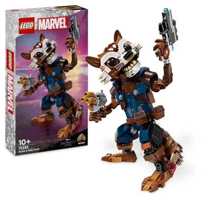 Abbildung von Lego Marvel Rocket &amp; Baby Groot, baubares Superhelden Spielzeug für Kinder aus Studios&#039; Guardians of The Galaxy, Figur Rollenspiele, Geschenk Jungs und Mädchen ab 10 Jahren 76282