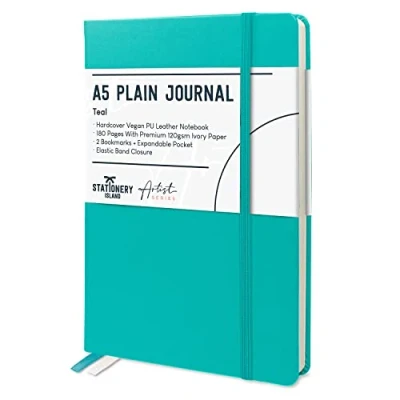 Abbildung von STATIONERY ISLAND Notizbuch a5 Blanko, Journal Hardcover mit 120 g/m² Dickem Papier, 180 Seiten Tagebuch, Notebook für Mädchen, Reisetagebuch, Planen, Lernen, Schreiben