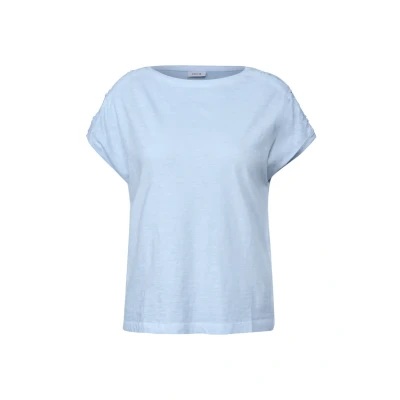 Abbildung von Cecil MIT Knopfdetail Tshirt print, Damen, Größe: Large, Blau