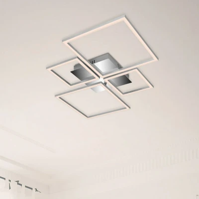 Abbildung von BRILONER LED Deckenlampe mit Fernbedienung, schwenkbar, einstellbar von warmweiß bis neutralweiß, Lampe, Deckenleuchte, Wohnzimmerlampe, Schlafzimmerlampe, 75x46,7x7,5 cm, Chrom Alu
