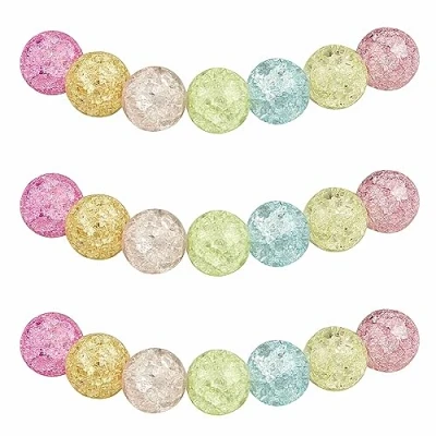 Abbildung von MJDCB Perlen zum Auffädeln 4mm 85 stück Synthetische Bunte Geknackt Kristall mit Loch Lose Runde Steinperlen für Herstellung Schmuck Armbänder Halsketten
