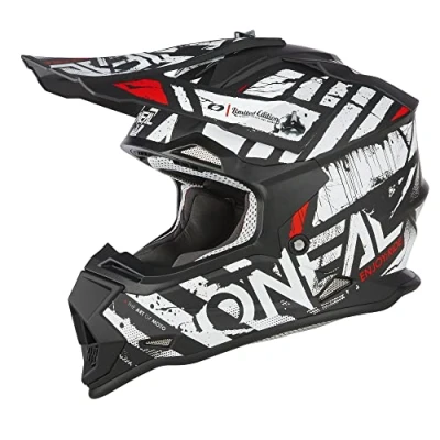 Abbildung von O&#039;NEAL Motocross Helm MX Enduro ABS Schale, Lüftungsöffnungen für optimale Kühlung 2SRS Helmet Glitch V.23 Erwachsene Schwarz Weiß Größe S (55/56 cm)