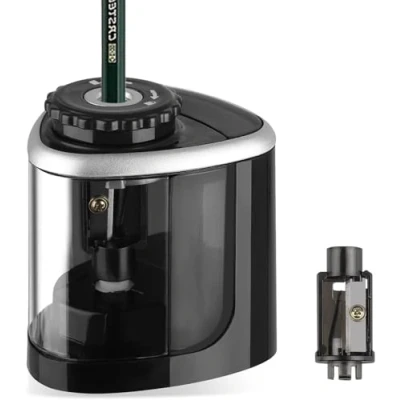 Abbildung von Linkstyle Elektrischer Bleistiftspitzer, automatischer Anspitzer, batteriebetrieben, für Schule, Zuhause und Büro, Schwarz