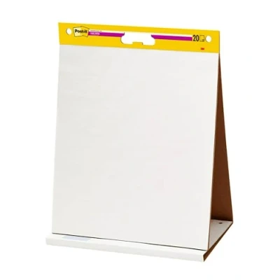 Abbildung von Post it Super Sticky Meeting Charts, Packung mit 1 Block, 20 Blättern, 584 mm x 508 mm, Farbe: Weiß Selbstklebendes Flipchartpapier für Brainstormings überall