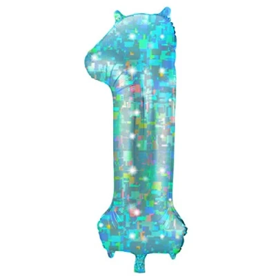 Abbildung von Folat 66041 Folienballon Zahl 1 Aqua ca. 101 cm