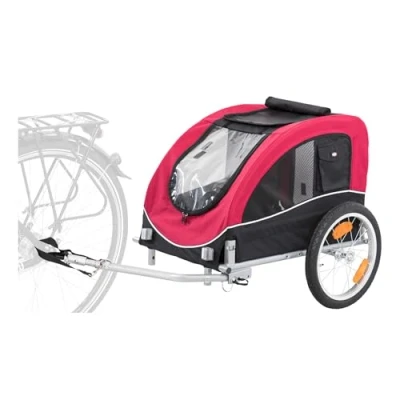 Abbildung von TRIXIE Hundeanhänger für das Fahrrad 43 x 45 73 cm bis zu 22 kg faltbarer Hundefahrradanhänger mit Bremsen Signalwimpel und Anhängerkupplung, 12814