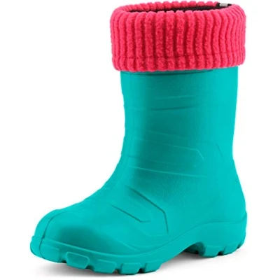 Abbildung von Ladeheid Kinder Mädchen Jungen federleichte Eva Thermo Gummistiefel gefüttert LA845KIDS (Türkis/Rosa, 34 EU)