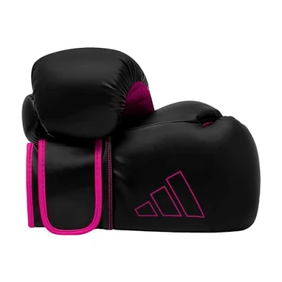 Abbildung von adidas Boxhandschuhe Hybrid 80 geeignet fürs Boxen, Kickboxen, MMA, Fitness &amp; Training für Kindern, Männer oder Frauen Schwarz/Pink 8 oz