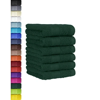 Abbildung von BaSaTex 6er Pack Handtuch Set für Gäste Handtücher mit Aufhängeschlaufe aus weicher Baumwolle in 30x50 cm Gästetücher die Händereinigung Öko Tex Standard 100 Zertifiziert Dunkelgrün