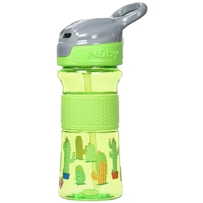 Abbildung von Nuby Trinkhalmbecher Flip It aus Tritan mit Silikongriff 360 ml 3 Jahre+, grün, 170 g NV0414021GREEN