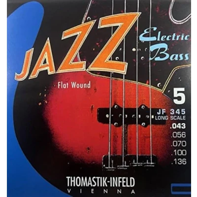 Abbildung von Thomastik 682726 Saiten für E Bass Jazz Flat Wound, Satz JF345 5 string long scale 34 Zoll