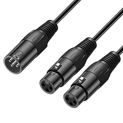 Abbildung von J&amp;D XLR Männlich auf Dual Weiblich Splitter Kabel, 3 Pin PVC Geschält 2x zu Y Balanced Mikrofon Adapterkabel für Plattenmixer AMP Limiter Speaker, 0,48 Meter