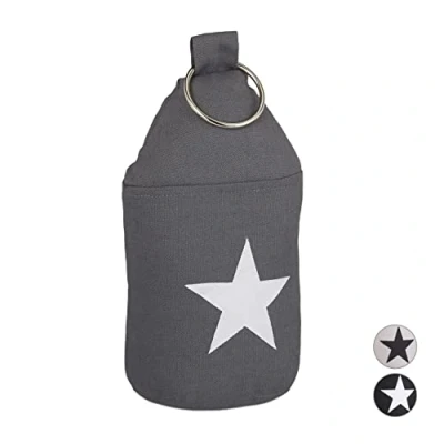 Abbildung von Relaxdays Türstopper Stern, Türpuffer Stoff, Türsack Boden, extra hoch, mit Griff, dekorativ, HxD 23 x 11 cm, dunkelgrau