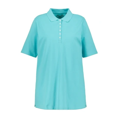 Abbildung von Ulla Popken Damen Basic Poloshirt T Shirt, tiefes aqua, 46 48