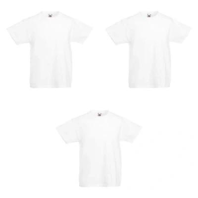 Abbildung von GIDUTEX 3er Pack Kinder Tshirts by Fruit of The Loom Original T Unisex (DE/NL/SE/PL, Numerisch, 164, Regular, 3, Weiß)