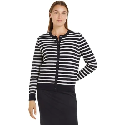 Abbildung von Tommy Hilfiger CO Jersey Stitch Cardigan Strickjacke Damen, Blau (Desert Sky/Ivory Petal STP), L