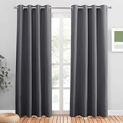 Abbildung von PONY DANCE Türvorhang Thermo Kälteschutz Ösenschal Blickdicht 2er Set H 210 x B 132 cm Verdunklungsgardine Grau Wohnzimmer Vorhänge Wärmeisolierend Thermogardine Tür Winter