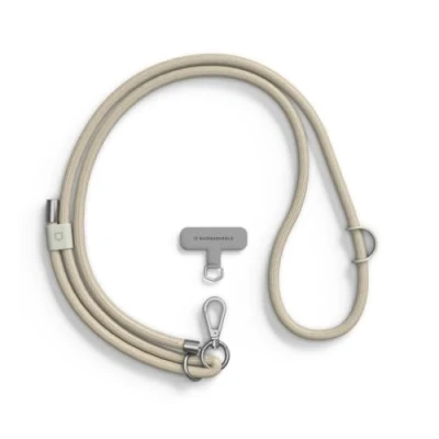 Abbildung von RhinoShield Geflochtenes Lanyard zum Umhängen Verstellbare Länge, Schnallen Aufhängen von Zubehör wie z.B. Airpods, aus recycelten Materialien (Lanyard Adapter enthalten) Champagner Gold