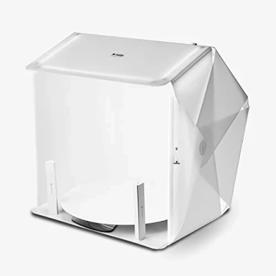 Abbildung von Foldio3 + 360 Studio Komplettset (60 x 60cm Fotostudio Lichtzelt mit Fotografie Drehteller und 50 cm Erweiterungsplatten Set / 25 Bluetooth Erweiterungskit enthalten)