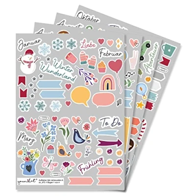 Abbildung von Aufkleber Set Jahreszeiten I 229 Sticker DIY Scrapbooking Pack zum Gestalten von Scrapbook Bullet Journal Zubehör Fotoalbum Kinder Erwachsene Anlässe dv_970