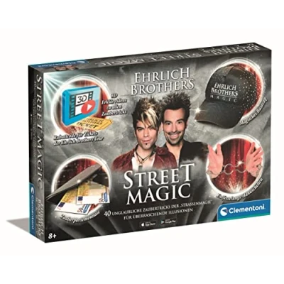 Abbildung von Clementoni Ehrlich Brothers Street Magic Zauberkasten für Kinder ab 8 Jahren Magisches Equipment 40 verblüffende Zaubertricks inkl. 3D Erklärvideos 59299