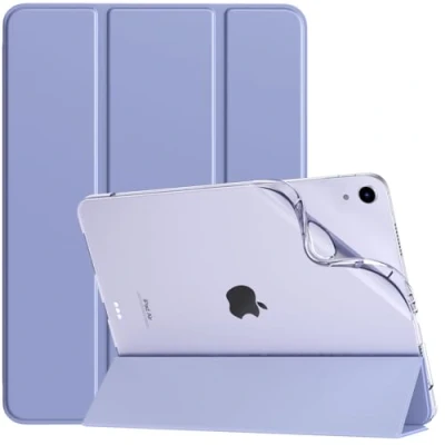 Abbildung von TiMOVO Hülle für iPad Air 11 Zoll M2 2024, 6/5/4 (2024/2022/2020) 10,9&quot;, Schlanke mit weicher TPU Transluzente Matt Rückseite, Auto Schlaf/Aufwach Schutzhülle, Lavendel Violett