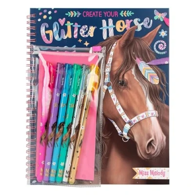 Abbildung von Depesche 12931 Miss Melody Create your Glitter Horses Malbuch mit 30 Seiten zum Gestalten von Pferde Motiven, inkl. 6 glitzernden Gelstiften