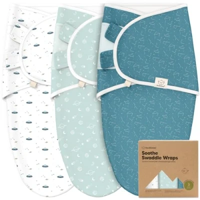Abbildung von KeaBabies 3 Pack Bio Baby Schlafsack zum Pucken Ergonomische Pucksack 0 Monate, Babyschlafsack Neugeborene, Pucktuch Baby, Puck Pucksack, Wickeldecke (Galaxy)