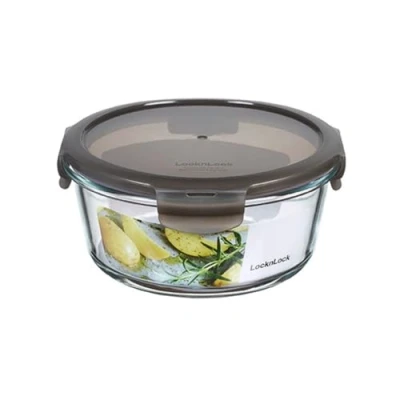 Abbildung von LocknLock OVEN GLASS Frischhaltedosen Glas mit Deckel 950 ml Rund, Ø180 x 82 mm Kühlschrank, Gefriertruhe &amp; Spülmaschine Borosilikat bis 400C ofenfest Mikrowellengeschirr