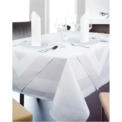 Abbildung von texpot Damast Tischdecke 100 x cm weiß Atlaskante bei 95C waschbar 100% Baumwolle