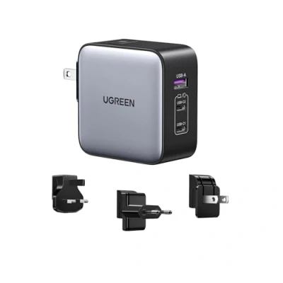 Abbildung von UGREEN Nexode 65W USB C Ladegerät GaN Netzteil 3 Port Travel Charger mit EU/US/UK Stecker Reiseladegerät Weltweit kompatibel MacBook, iPhone 16 Pro Max, 15 Pro, S24 Ultra, S24+, usw