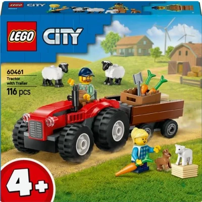 Abbildung von LEGO City Traktor mit Anhänger Bauernhof Spielzeug &amp; Tierfiguren Montessori Spielsets für Jungen und Mädchen ab 4 Jahren Geschenk 2 Minifiguren 60461