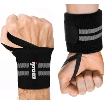 Abbildung von ipow [ 2er Set Handgelenkbandage Handgelenkstütze einstellbare atmungsaktive Handgelenk Unterstützung für Sport, Fitness &amp; Bodybuilding Schwarz/Grau