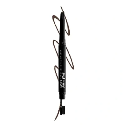 Abbildung von NYX Professional Makeup Augenbrauenstift mit Wachs Formel, präziser Spitze und Verblender Bürste, Fill &amp; Fluff Eyebrow Pomade Pencil, Brunette (Braun)