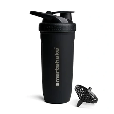 Abbildung von Smartshake Reforce Edelstahl Protein Shakerflasche 900 ml 30 oz Auslaufsicherer Schraubverschluss BPA frei Unisex Schwarz