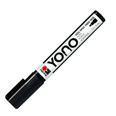 Abbildung von Marabu 12400103073 YONO Marker, Schwarz 073, vielseitiger Acrylstift mit japanischer Rundspitze 1,5 3 mm, wasserbasiert, lichtecht und wasserfest, für nahezu alle Untergründe