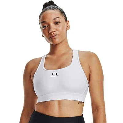 Abbildung von Under Armour UA HG MID Padless Sportbh mit mittlerer Stützkraft, Damen, Größe: XS, White/black