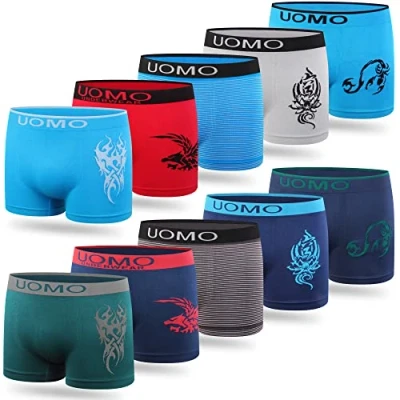 Abbildung von L&amp;K 10er Pack Jungen Boxershorts ab 7 Jahre Retroshorts Mikrofaser Unterhosen ohne störende Seitennähte in 10 verschiedenen Modelle 1209MF 164 170