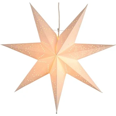 Abbildung von EGLO Weihnachtsstern für innen, Dekostern beleuchtet aus Papier zum Aufhängen, Fenster Leuchtstern in Weiß, 3D Adventsstern mit Kabel, E14