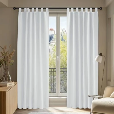 Abbildung von Deconovo Gardinen Verdunkelungsgardinen Vorhänge Verdunkelungsvorhang Thermo Vorhang Blickdicht Schlaufen Fensterdeko, 175x140 cm(HöhexBreite), Silber Grau, 2er Set