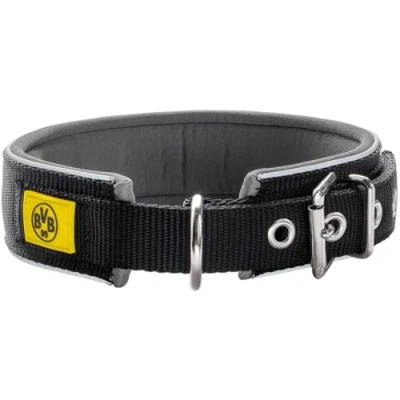 Abbildung von HUNTER Neopren REFLECT BVB Hundehalsband, Nylon, gepolstert, reflektierend, 50 (M), schwarz/gelb