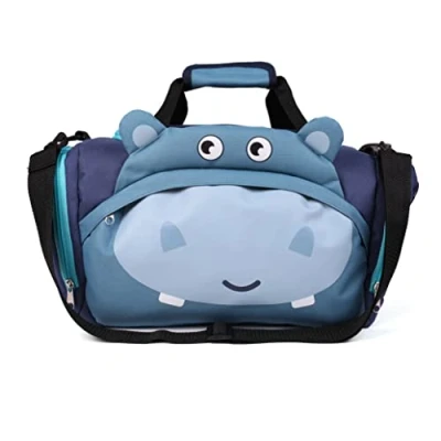 Abbildung von Kindertasche Sporttasche Reisetasche Nilpferd, Jungen Mädchen Kinder, blau, 39 x 25 20 cm, 12 Liter