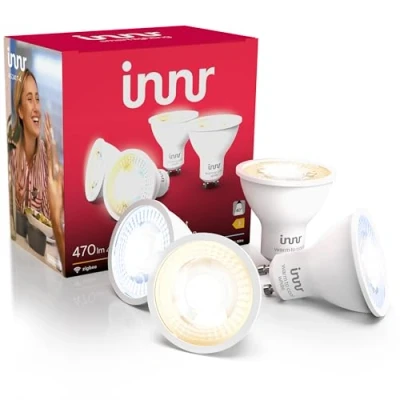 Abbildung von innr GU10 Zigbee Smart Lampe, funktioniert mit Hue* und Alexa (Bridge erforderlich), Warm bis Kühlweiß, LED Spots dimmbar, Home 420lm, 4 Pack