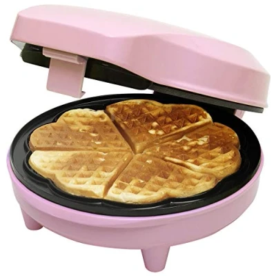 Abbildung von Bestron Waffeleisen für klassische Herzwaffeln, Waffelmaker mit Antihaftbeschichtung Waffeln in Herzform, Retro Design, inklusive Rezeptvorschläge, 700 Watt, Farbe: Rosa