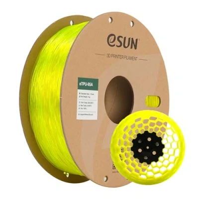 Abbildung von eSUN Flexibles TPU Filament 1.75mm, 3D Drucker 95A, Maßgenauigkeit +/ 0.05mm, 1kg Spule (2.2 LBS) Druck für Drucker, Transparent Gelb