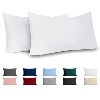 Abbildung von Kissenbezug 40 x 80 Renforcé Baumwolle (2er Set) Weiss Dicht gewebt mit 57 Fäden/cm² 40x80 cm Oeko Tex Zertifiziert Dreamzie