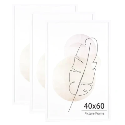 Abbildung von KAIWIN Bilderrahmen für Wand und Schreibtisch, Weiß, 40 x 60 cm, 3 Stück Holzrrahmen mit Passepartout zum aufhängen Benutzt Wohnzimmer, Schlafzimmer, Arbeitszimmer