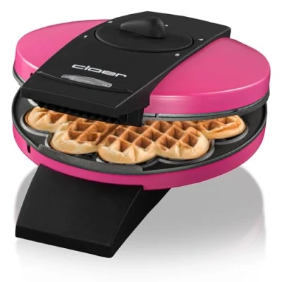 Abbildung von Cloer 1627 11 Waffeleisen für klassische Herzwaffeln, 930 W, Waffelgröße 15,5 cm, stufenlos wählbarer Bräunungsgrad, Pink